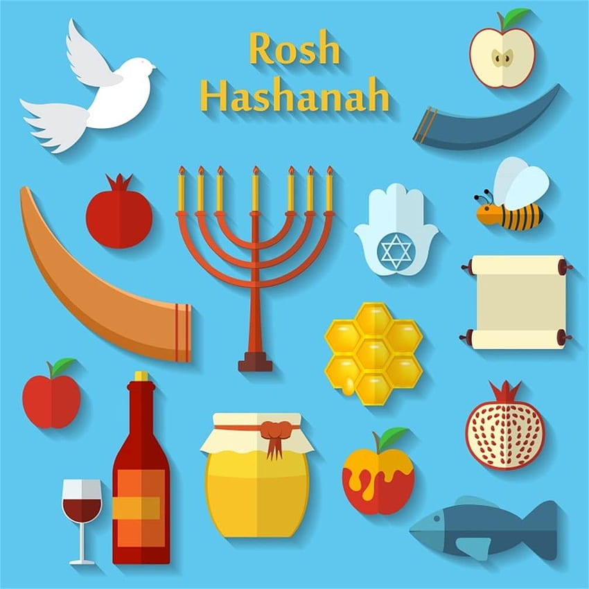 CSFOTO ft Background for Rosh Hashanah Concept Traditional Symbols graphy Backdrop Horn Jewish Holiday Honey Culture Jewish Religious Pomegranate Year Studio Props Vinyl : Electronics HD phone wallpaper