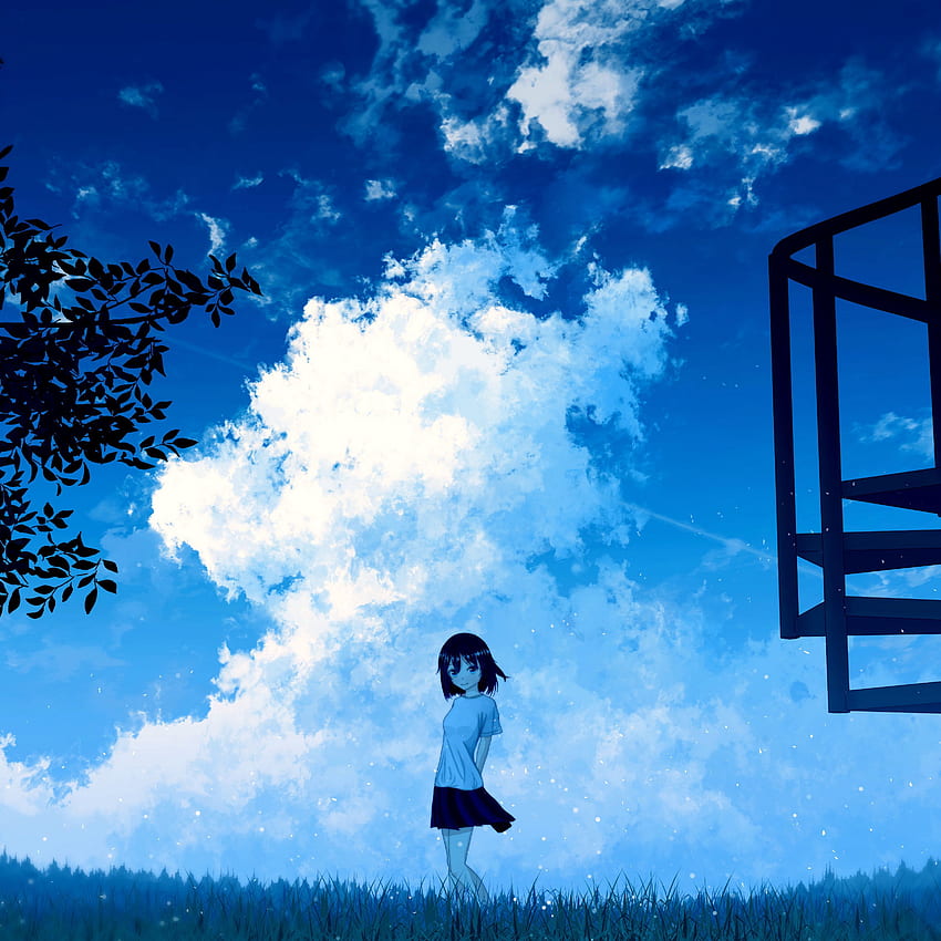 Anime, girl, sky, clouds ipad pro 12.9 retina for parallax background ...