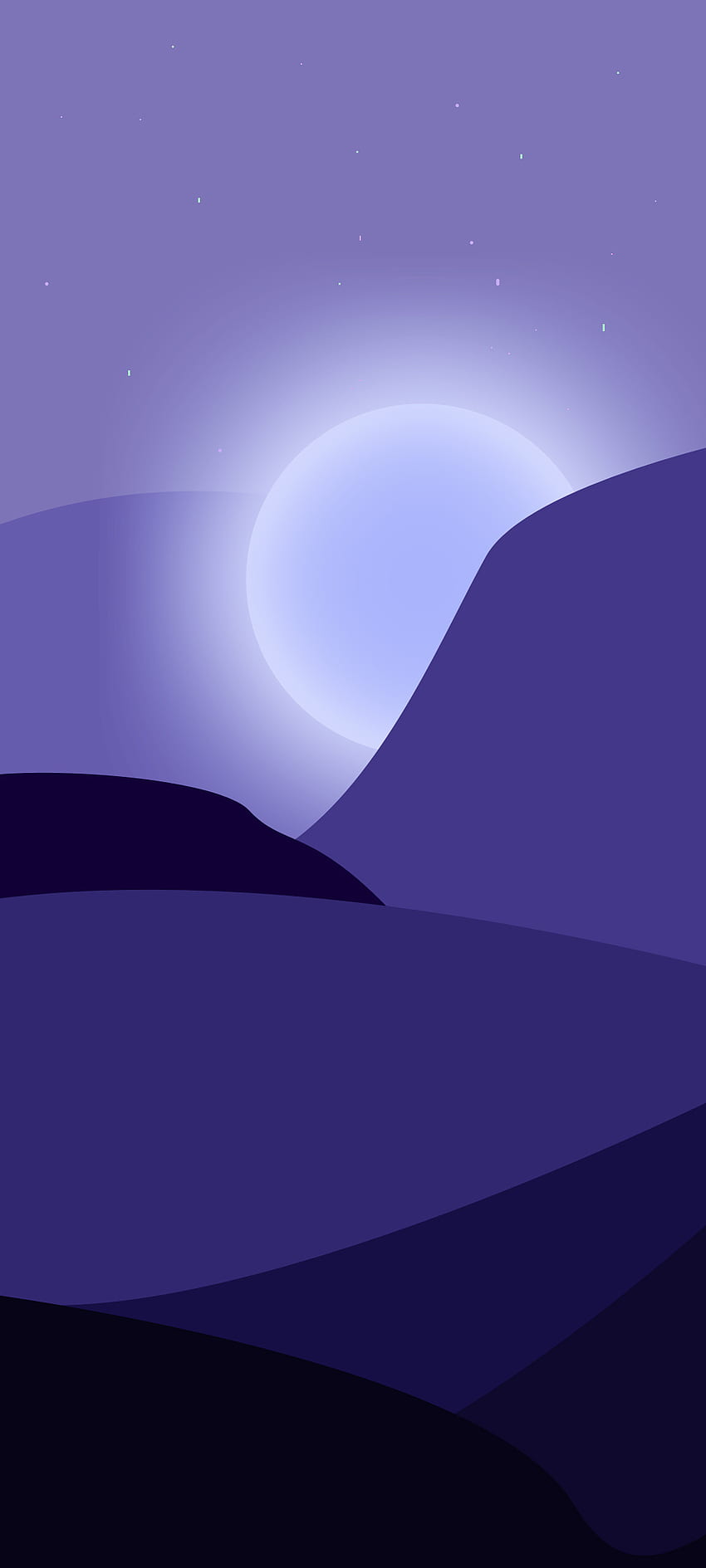Moon landscape, atmosphere, sky, new, star, night, purple, vector, quality HD phone wallpaper