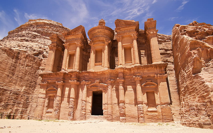 Monastery And Petra Jordan City Of Petra, The Capital Of HD wallpaper