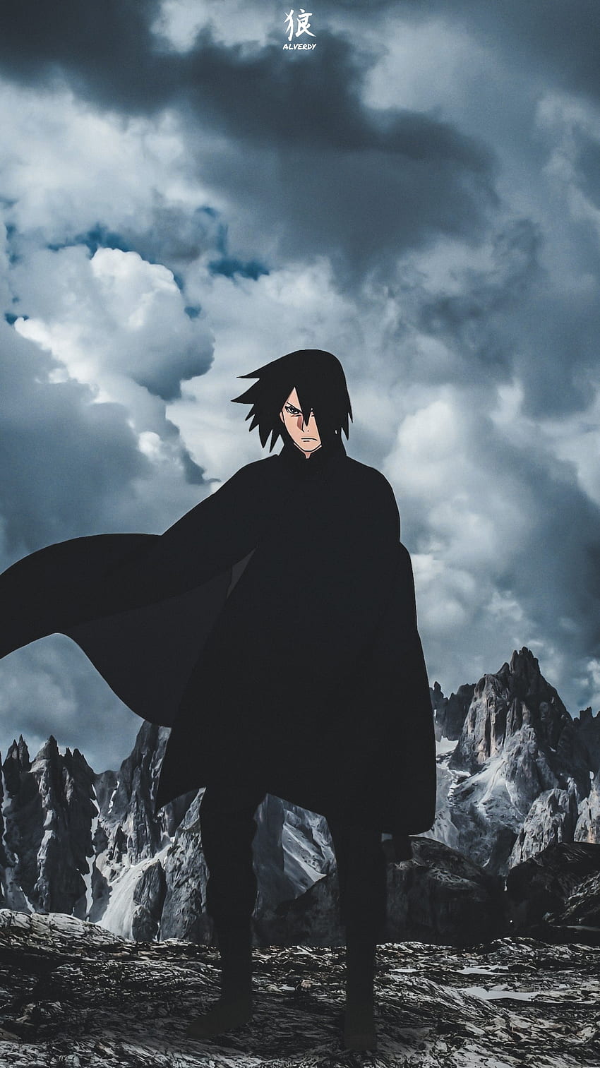 Sasuke Uchiha, anime x realitas, awan, naruto, langit, gunung, estetika anime, anime, boruto: naruto generasi berikutnya, anime wallpaper ponsel HD