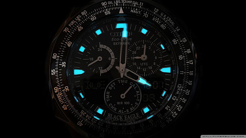 кръгъл черен часовник с хронограф Citizen HD тапет