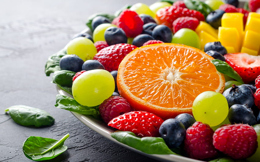 fruits, salad, berries, grapes, fresh , , ultra 16:10 , , background, 5183, Fruit HD wallpaper