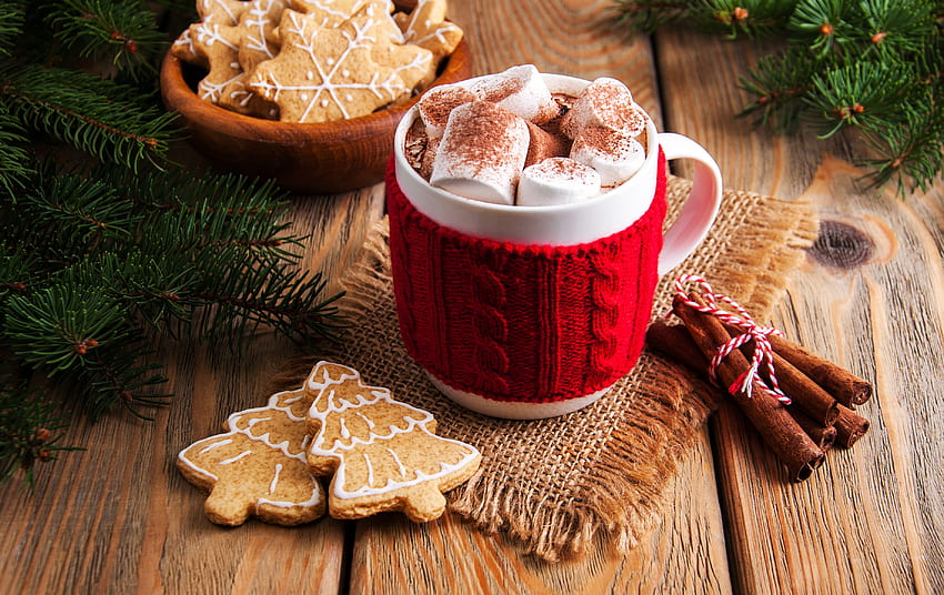 :), craciun, cup, red, christmas, card, cookies HD wallpaper