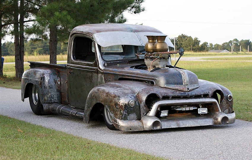 Bare Metal 1947 Pick-up, Rat Truck, pickup, rat rod, bare metal, caminhão papel de parede HD