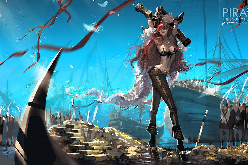 Miss Fortune, Anime Style, League Of Legends, Pirate for Chromebook Pixel HD wallpaper