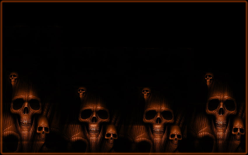 The Line Up, black, orange, dark, skulls HD wallpaper