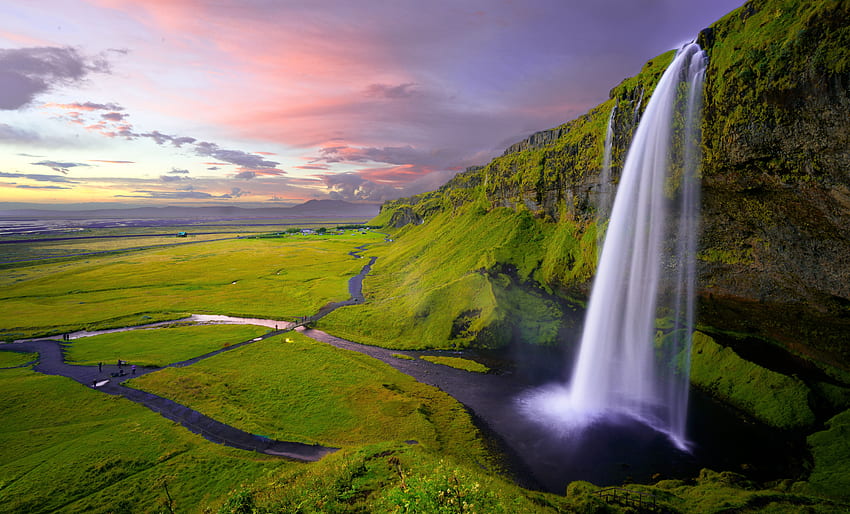 paisagem, natureza, cachoeira, islândia, seljalandsfoss, que papel de parede HD
