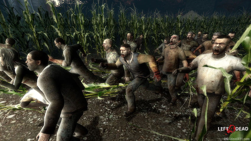 Zombies Charging Through A Cornfield - Left For Dead HD wallpaper