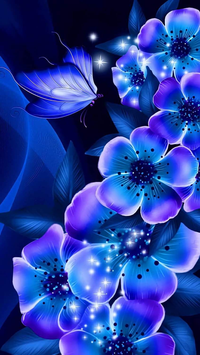 하늘색 나비. 자주색 꽃 , 아름다운 , 아름다운 자연 HD 전화 배경 화면