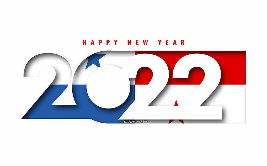 새해 복 많이 받으세요 2022 파나마, 흰색 배경, 파나마 2022, 파나마 2022 새해, 2022 개념, 파나마, 파나마 국기 HD 월페이퍼