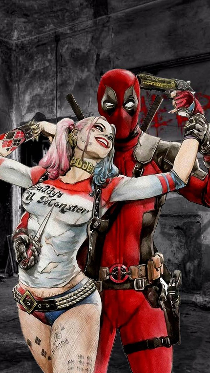 Deadpool y Quinn, Harley Quinn Deadpool fondo de pantalla del teléfono