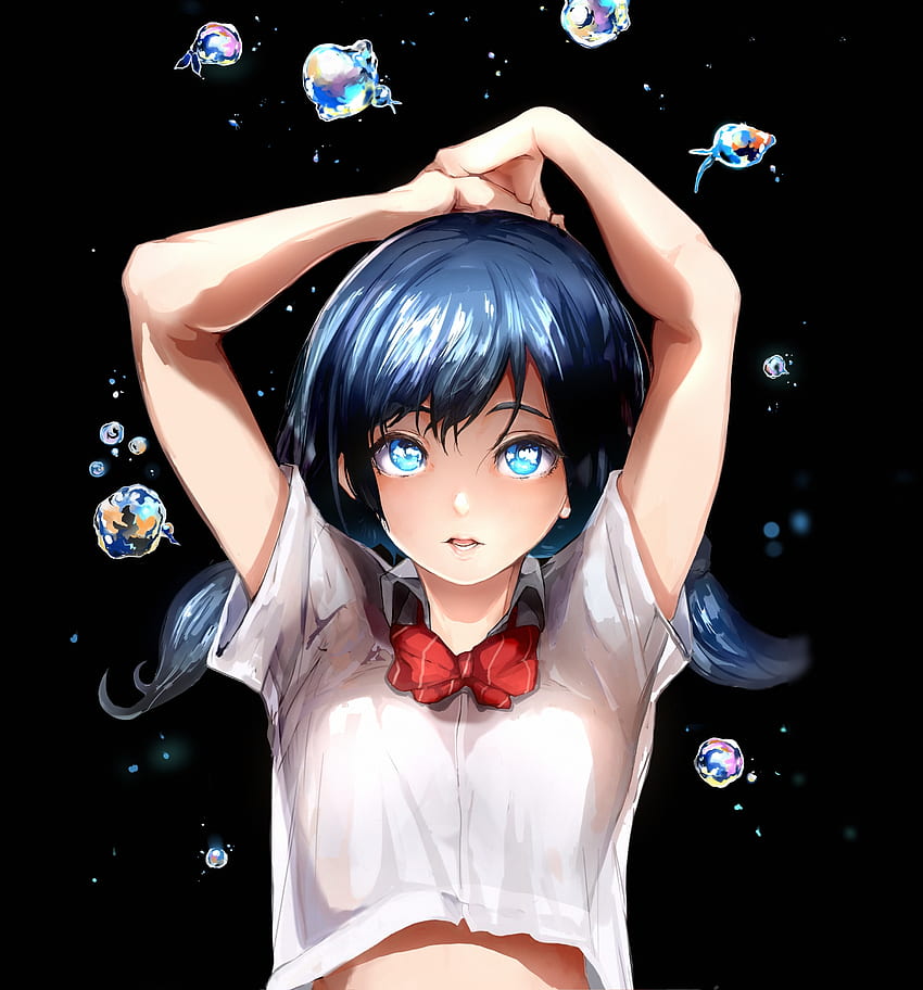 Cute anime girl, original, 2020, blue eyes HD phone wallpaper