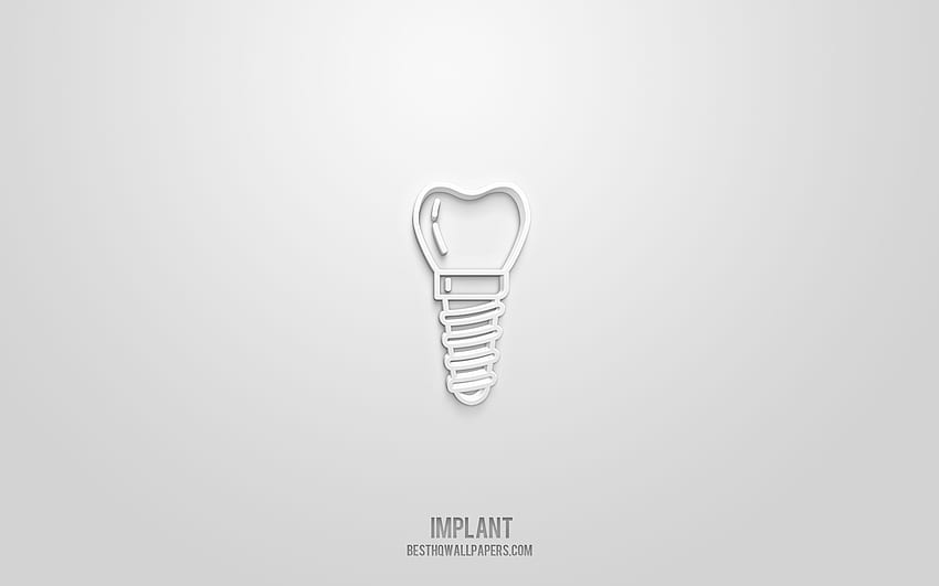 Dental implant 3D icon, white background, 3D symbols, Dental implant, creative 3D art, 3D icons, Dental implant sign, Dentistry 3D icons for with resolution . High Quality HD wallpaper