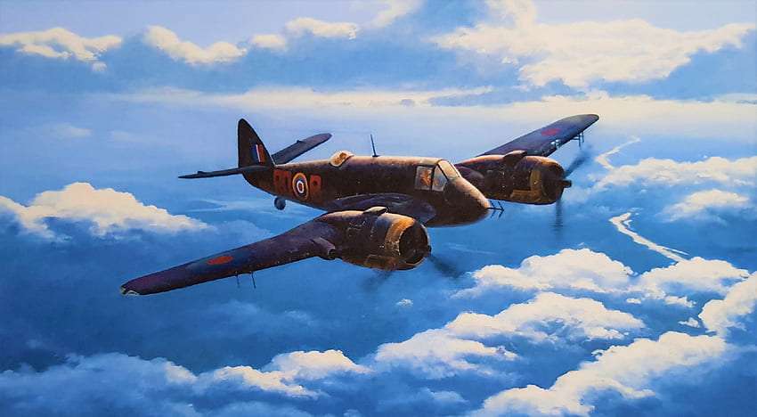 Bristol Beaufighter Arte, Avião da Segunda Guerra Mundial, Aeronave Britânica, Arte, Segunda Guerra Mundial, Bristol Beaufighter papel de parede HD