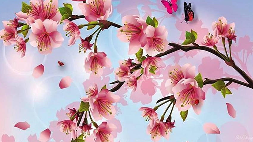 Flores de cerezo pintura flor de cerezo fondo de pantalla | Pxfuel