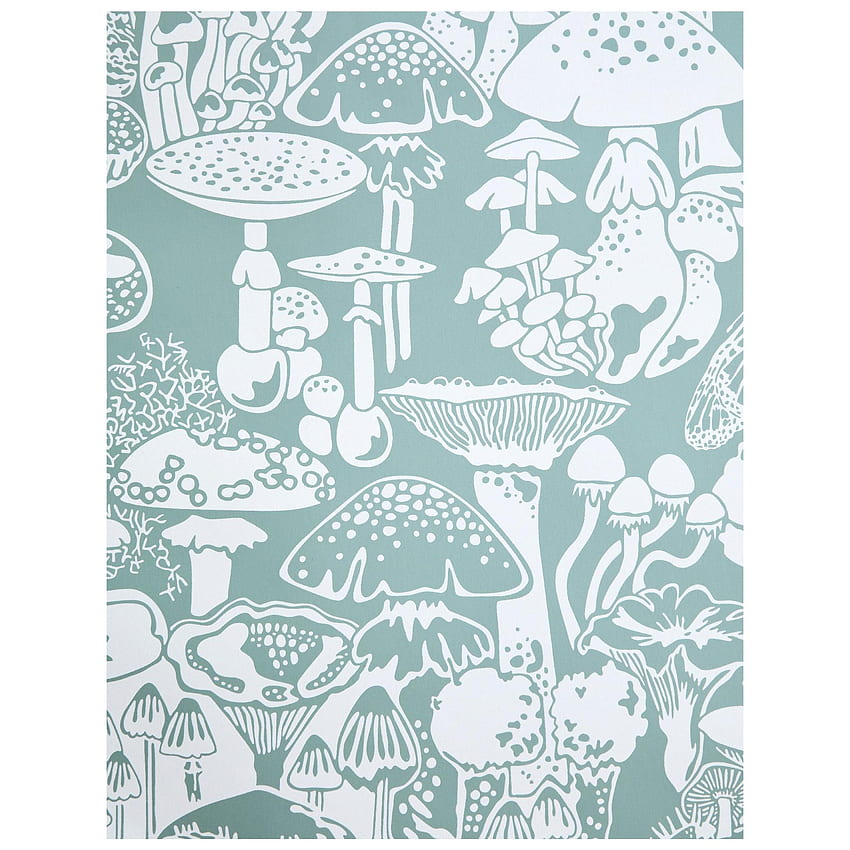 Mushroom City Designer em Color Botanica 'Soft White on Frost Green' no 1stDibs, Mushroom Aesthetic Papel de parede de celular HD