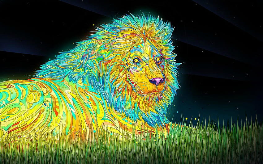 Trippy Lion , 755.62 Kb, Tribal Lion HD wallpaper