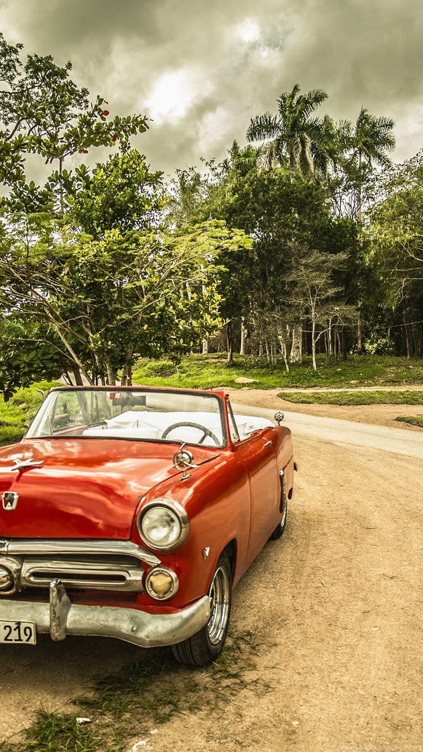Cuba Old Car Red Forest . Background HD phone wallpaper