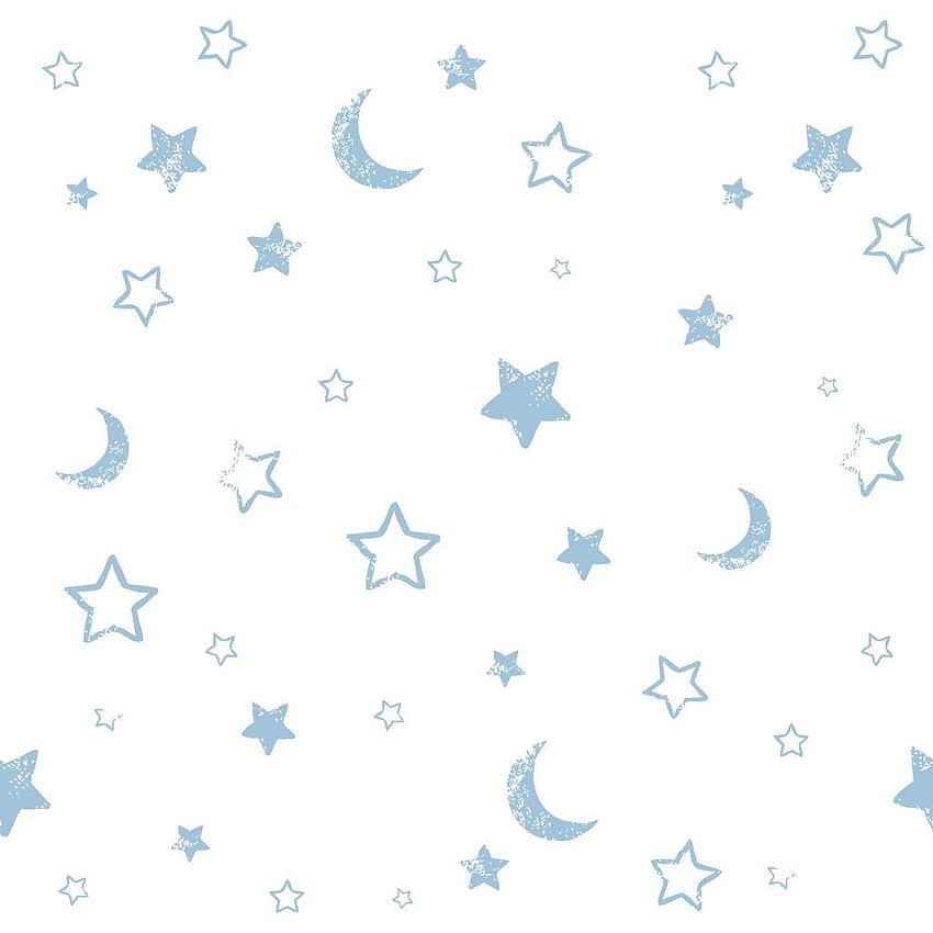 Kids Kids 71299 Moon and Stars white blue HD phone wallpaper