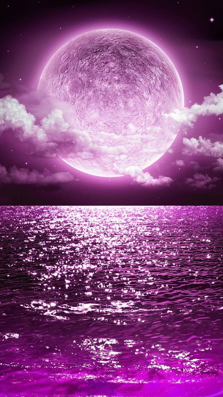 Purple Moon, Purple Moonlight HD phone wallpaper