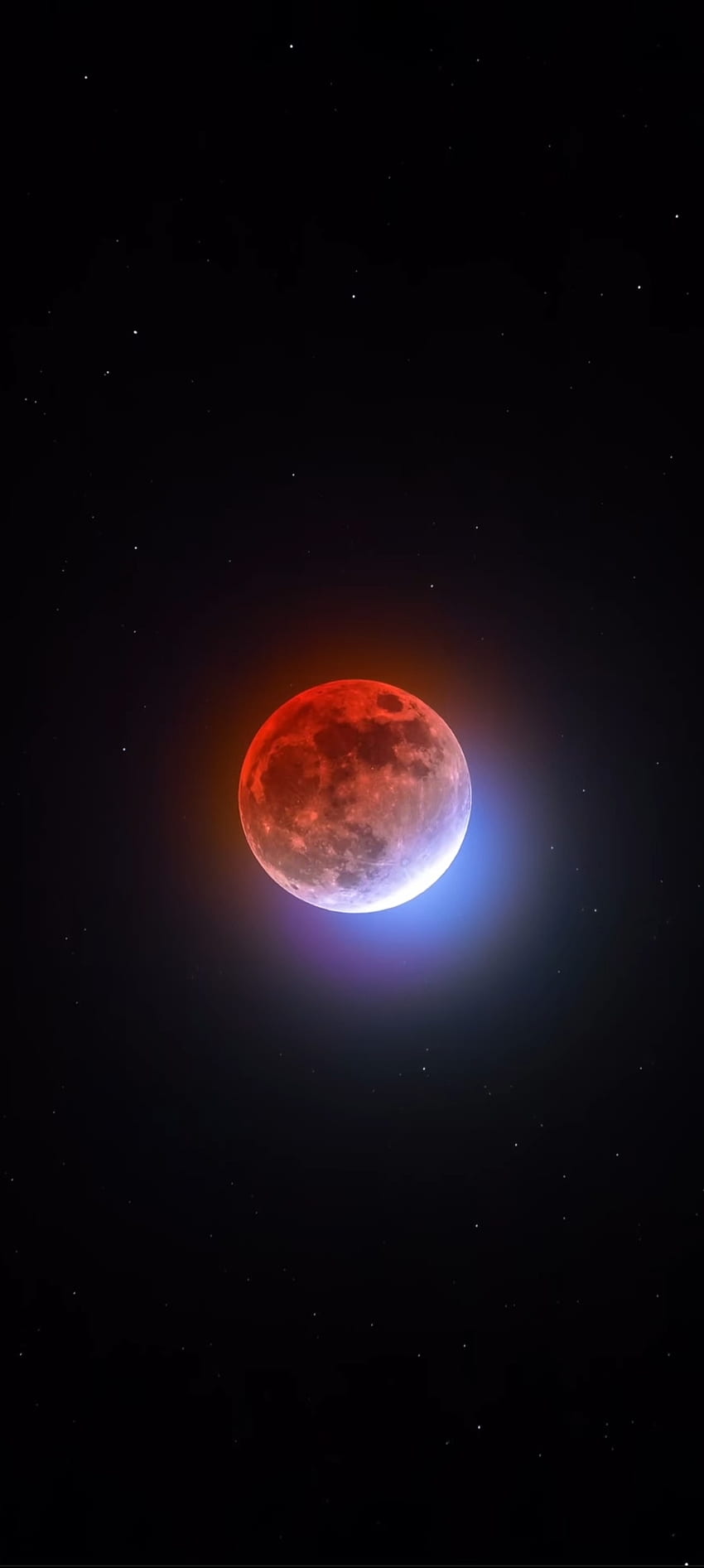 Red Moon, Sky, atmosphere, Night, Eclipse, Stars, Luna HD phone wallpaper