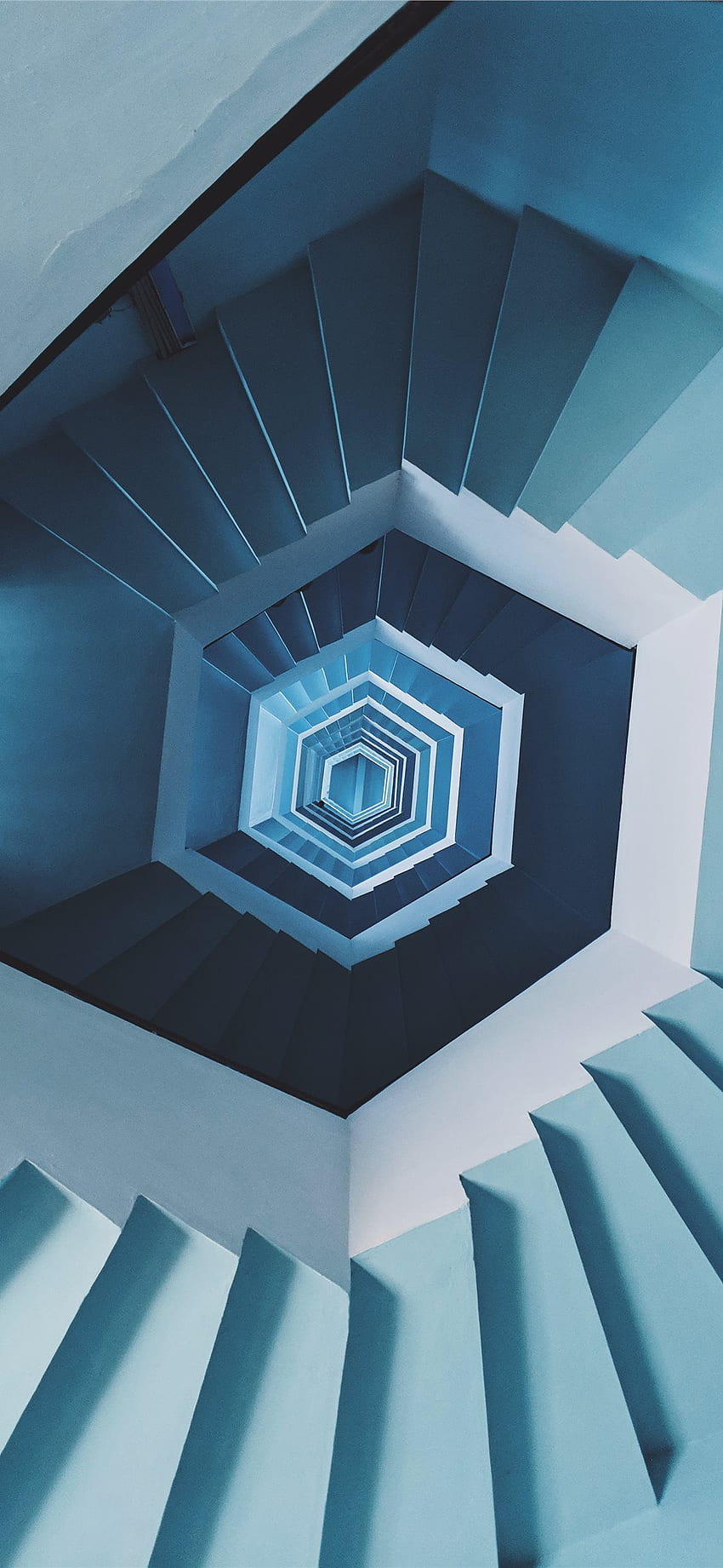 blue spiral staircase iPhone X HD phone wallpaper