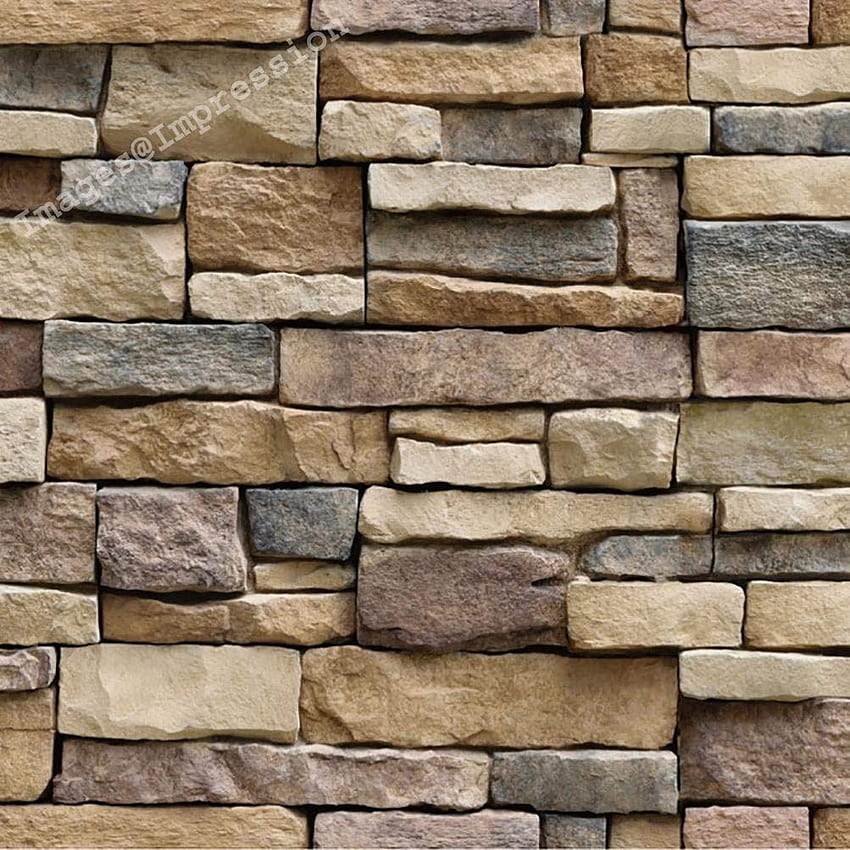 Buy Impression 3D Brown Stone Self Adhesive Brick Wall Paper, Wall Sticker Home Decor Stickers for Bedrooms, Living Room, Hall, Hotels, Restaurants Online at Low Prices in India HD phone wallpaper