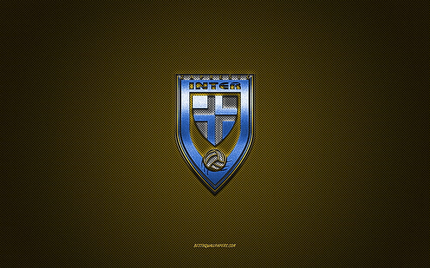 NK Inter Zapresic, Croatian football club, white logo, yellow carbon fiber background, Druga HNL, football, Zapresic, Croatia, NK Inter Zapresic logo HD wallpaper