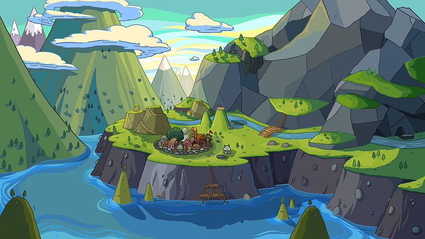 Cartoon Network, pegunungan, lanskap, ilustrasi, Petualangan, Laut Kartun Wallpaper HD
