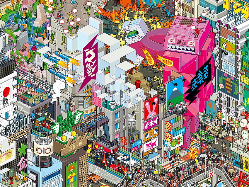 EBoy - Tokyo In Pixels - Le poster que je l'ai à mon、東京アート 高画質の壁紙