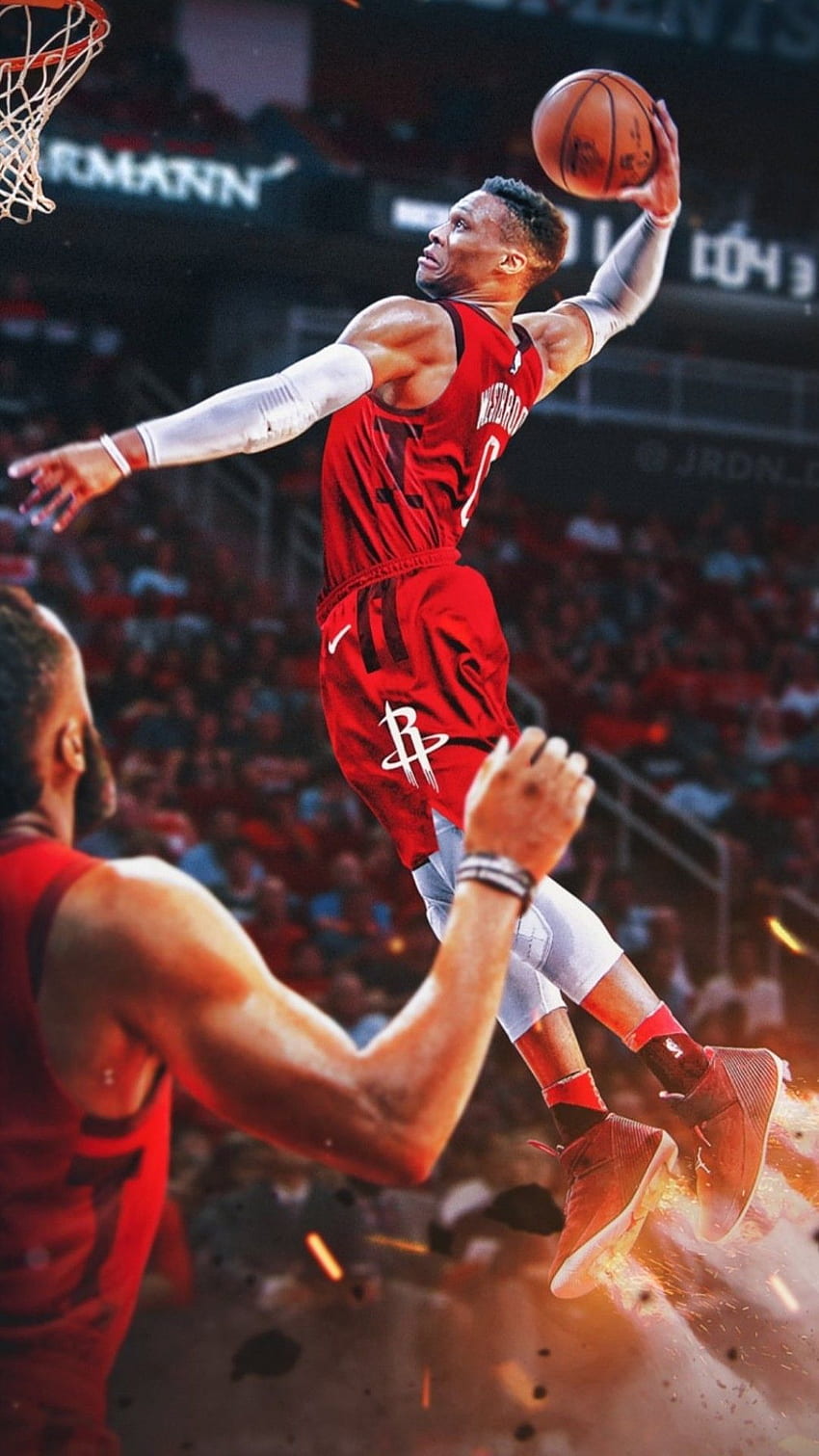 Russell Westbrook Slam Dunk - Fantastischer Basketball-Dunk HD-Handy-Hintergrundbild