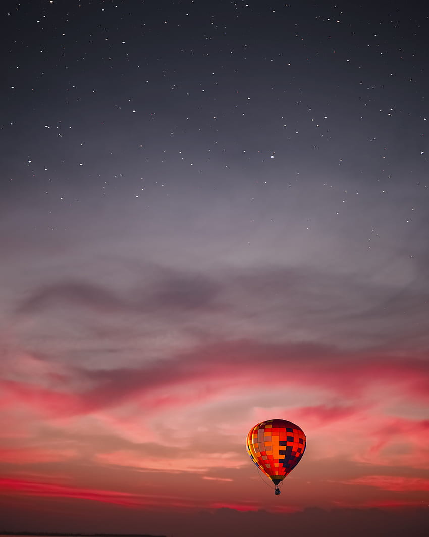 Sunset, Sky, Clouds, , , Flight, Balloon HD phone wallpaper