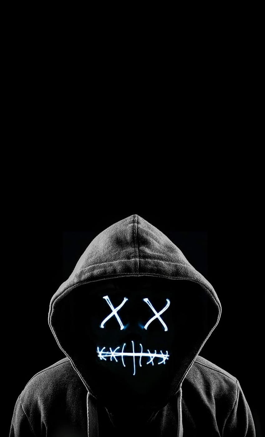 Mask, purge, creepy, hoodie, stare, lockscreen , one person, portrait, indoors, front view, Hooded Person HD phone wallpaper