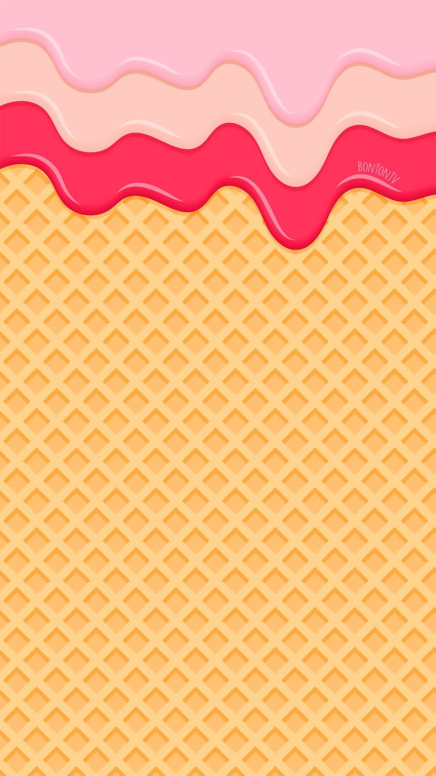 Phone Pink Ice Cream Waffle - oleh BonTon TV - Background wallpaper ponsel HD
