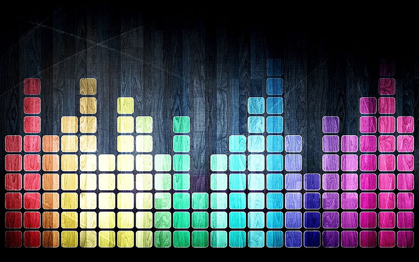 Colored Music Equalizer Wood Texture HD wallpaper