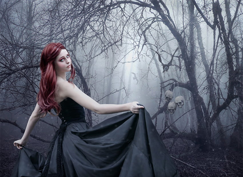 Il find you, girl, forests, black, fantasy HD wallpaper | Pxfuel