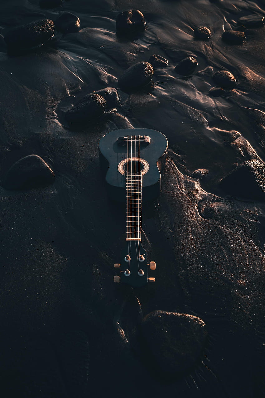 Ukulele, musica, spiaggia, chitarra, strumento musicale Sfondo del telefono HD