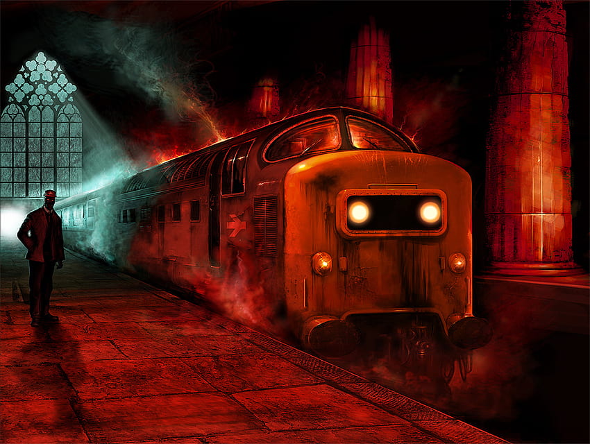 Boleto de ida al infierno 2, aterrador, malvado, tren, oscuro, infierno, fantasía, abstracto, rojo, humo fondo de pantalla