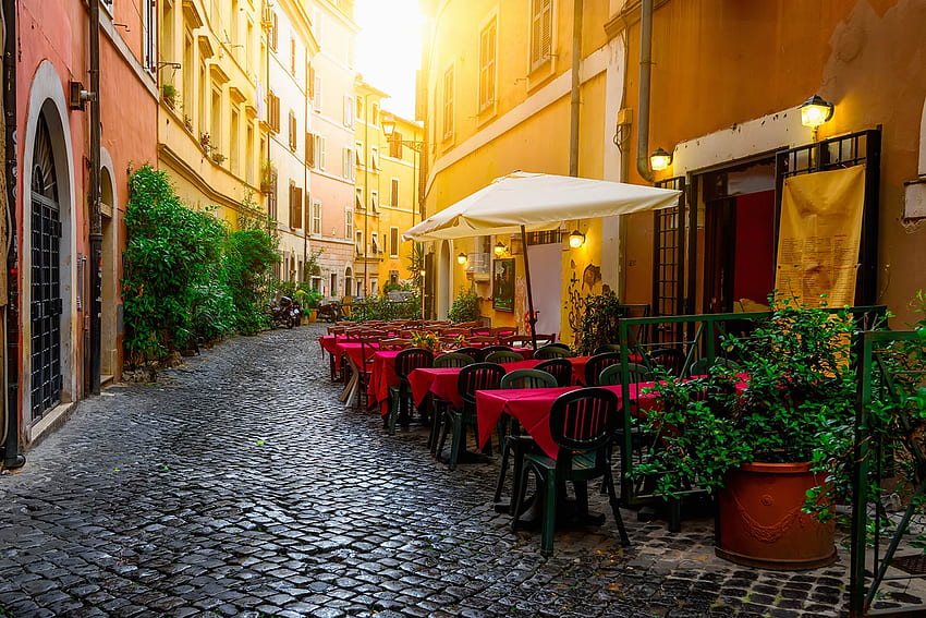 Italienisches Café - Straßen Italiens - - - Tipp, Italien 3D HD-Hintergrundbild