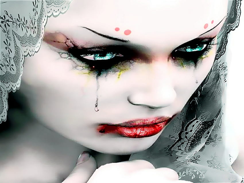 Hunger, lady, blood, vampire, sorrow HD wallpaper