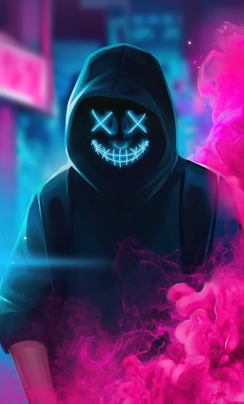 Neon Guy Mask Smiling iPhone , , Background, and , Smile Mask HD phone ...