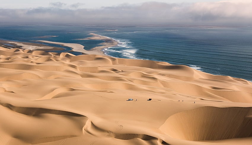 Niesamowita przyroda, morze, pustynia, piasek, ocean Tapeta HD