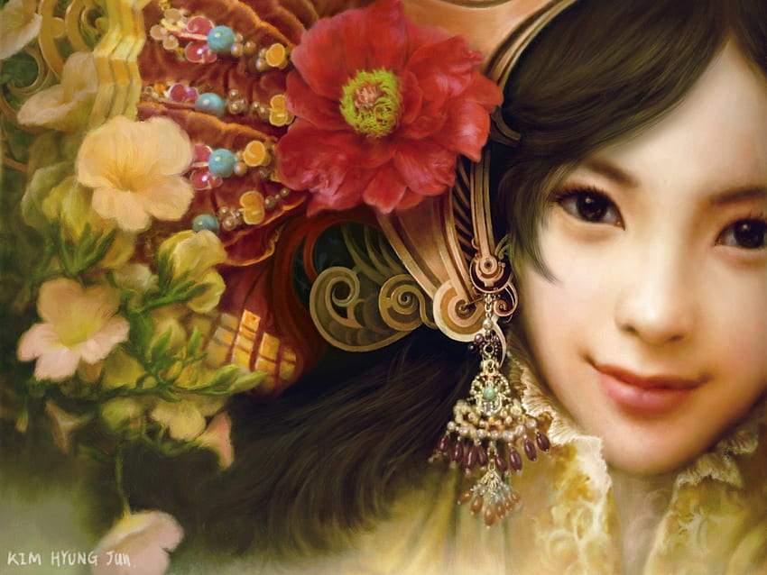 ★CHINESE NEW YEAR★, colors, bracelet, charm, Oriental, Spring, female, sweet, art, smile, eyes, paintings, pretty, Asian, face, hair, lovely, colorful, feathers, cute, Fantasy, lips, happiness, Chinese New Year, Chinese Girl, soft, beautiful, CG, cool, girls, flowers, women, tender touch, splendor HD wallpaper