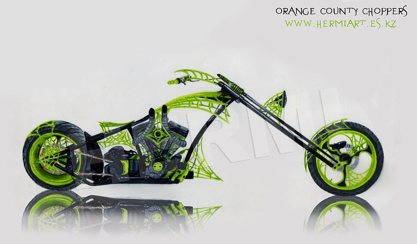 Chopper For Val, motorcycle, harley, lime, chopper HD wallpaper