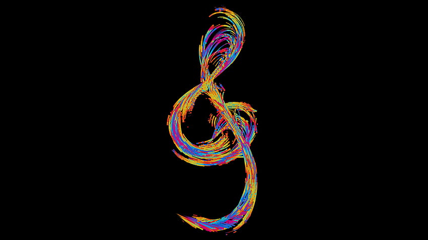 Цветен черен фон Музикални ноти Дигитално изкуство Музика Семпъл фон Минимализъм - Резолюция:, Музикален знак HD тапет