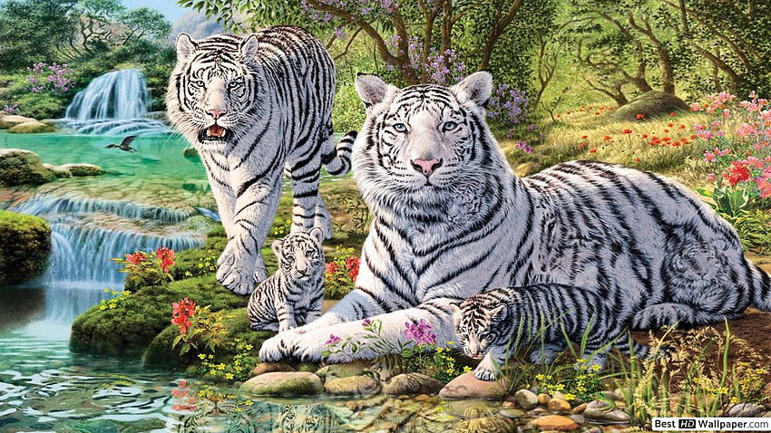 harimau putih artistik Unduhan HD wallpaper