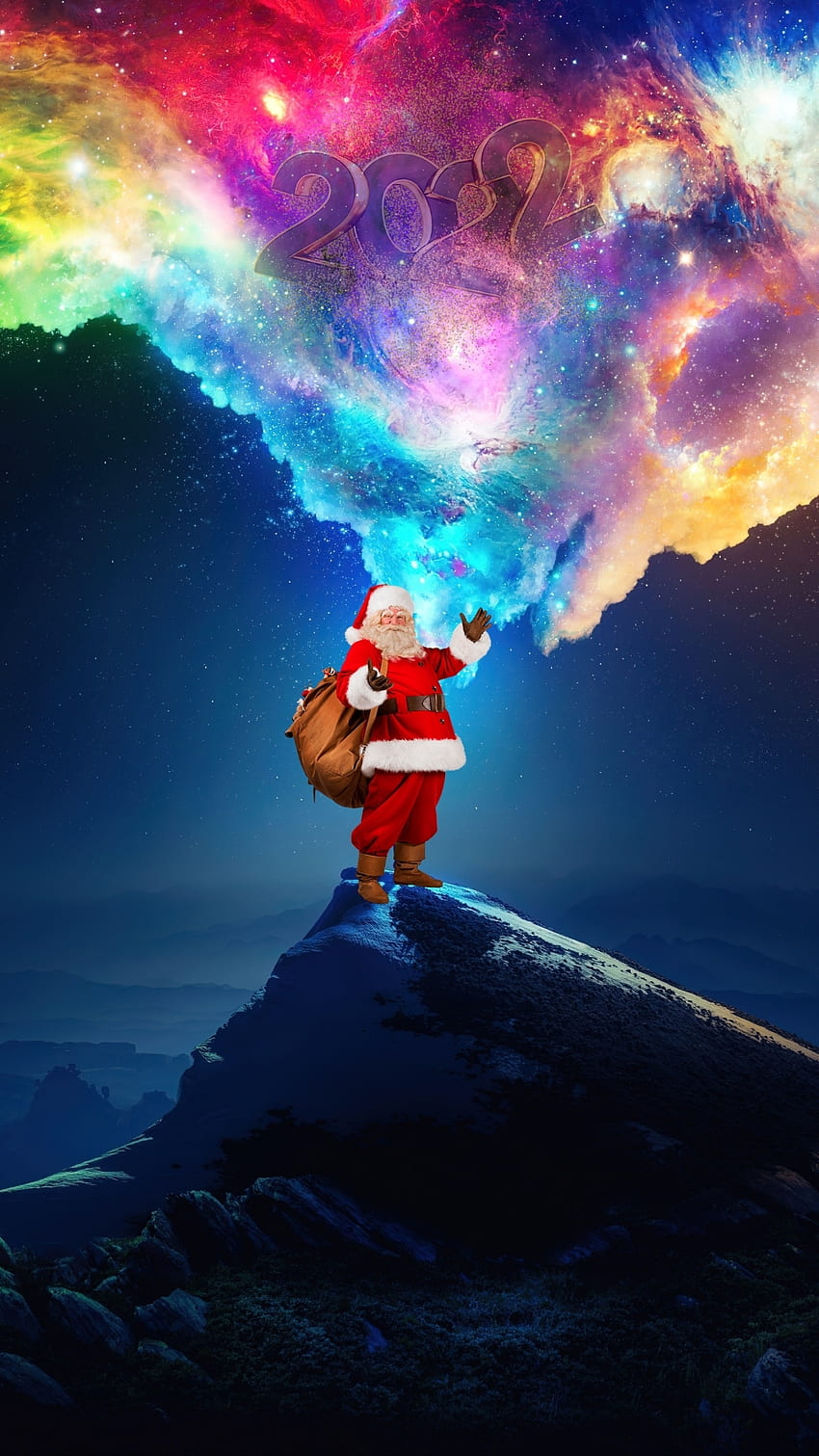 Santa is coming, happy new year, sky, christmas night, 2022, christmas, nebula, santa claus HD phone wallpaper