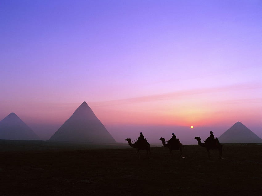 Piramida starożytnego Egiptu Zachód słońca i tło, egipskie piramidy Tapeta HD