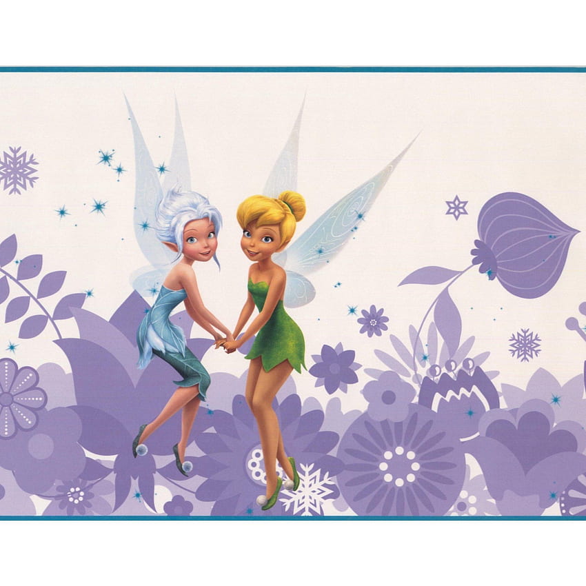 Disney Fairies Tinker Bell Fawn Iridessa Rosetta Silvermist Periwinkle Purple White Bordüre für Kinderzimmer, Spielzimmer, Wohnzimmer, Rolle 15' x HD-Handy-Hintergrundbild